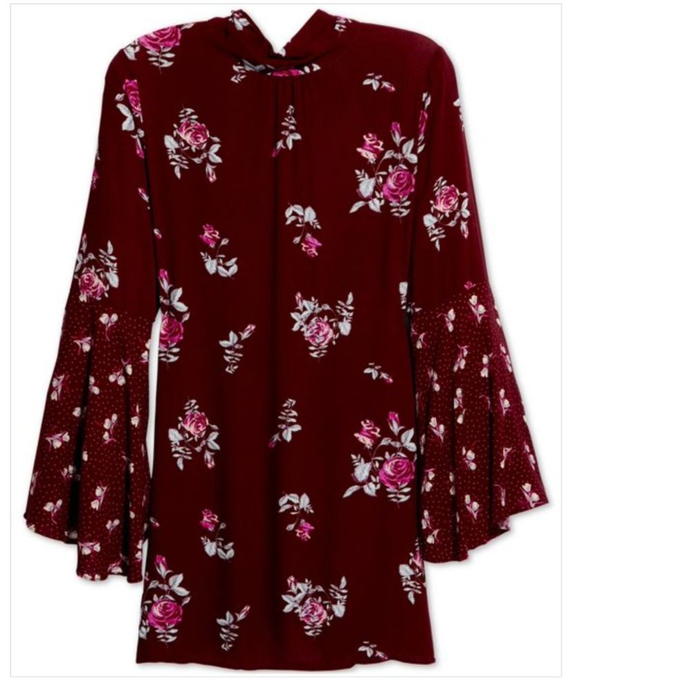 Free People Tate Tunic Top - Vintage Combo burgundy red floral